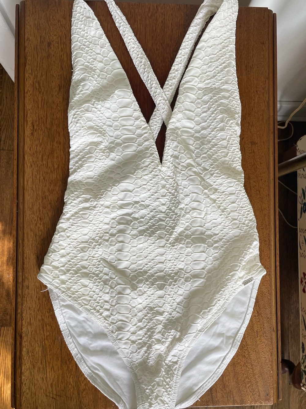 Livia Monte Carlo Sexy One Piece White Snakeskin European Swimsuit 38 US 4